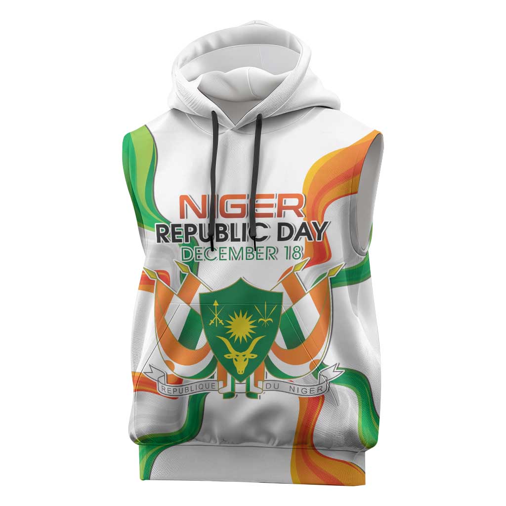 Personalized Niger Republic Day Sleeveless Hoodie Coat Of Arms With Flag - Wonder Print Shop