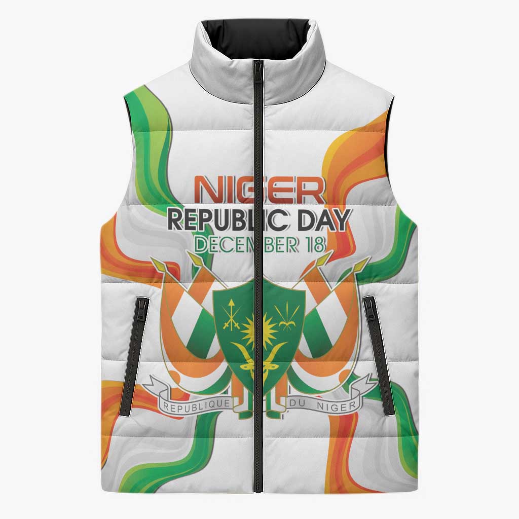 Personalized Niger Republic Day Sleeveless Puffer Jacket Coat Of Arms With Flag - Wonder Print Shop