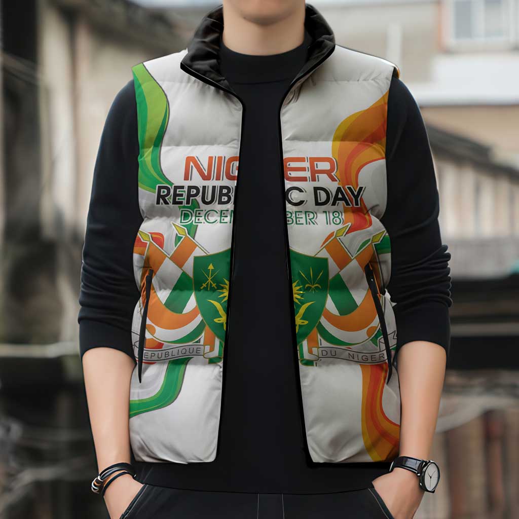 Personalized Niger Republic Day Sleeveless Puffer Jacket Coat Of Arms With Flag - Wonder Print Shop