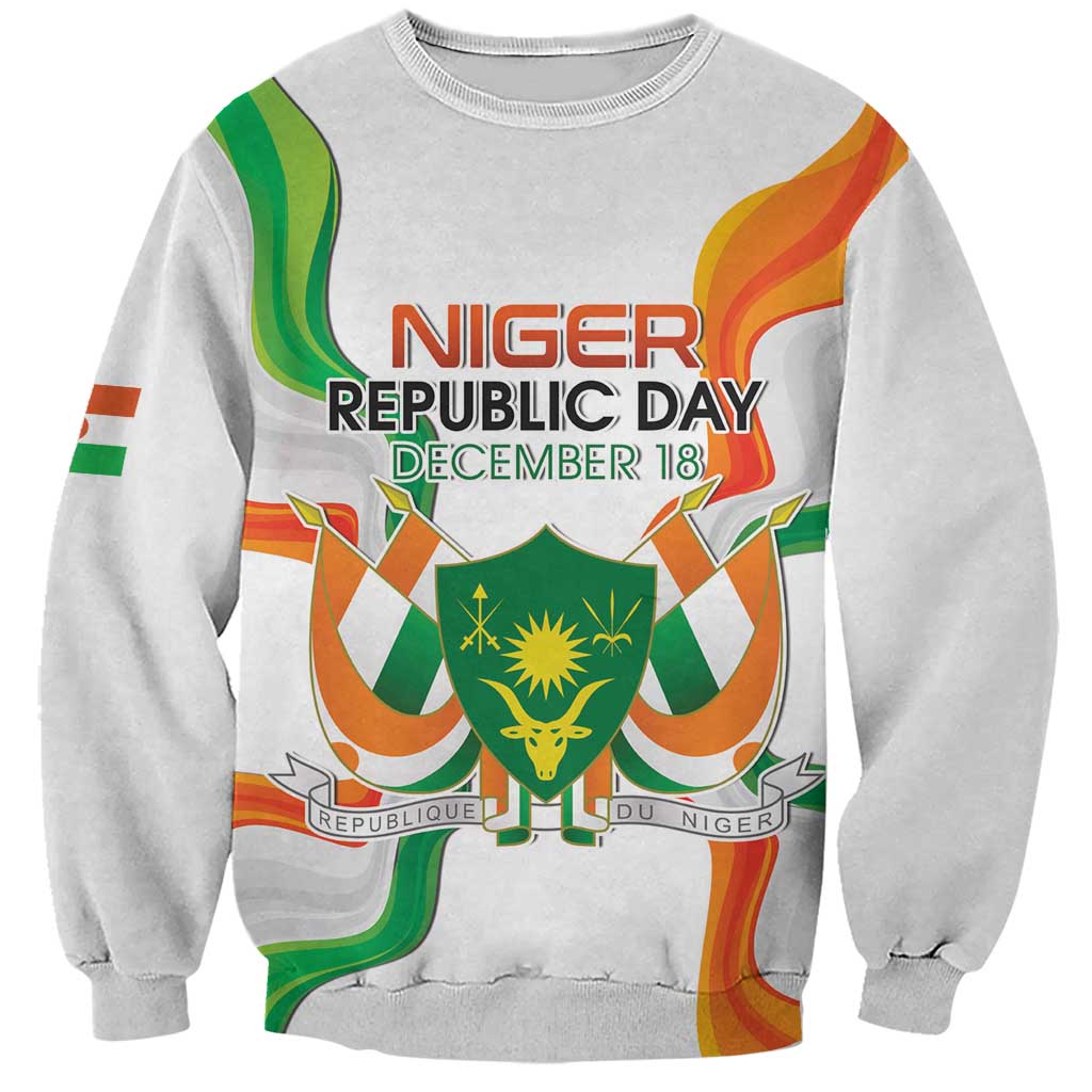 Personalized Niger Republic Day Sweatshirt Coat Of Arms With Flag - Wonder Print Shop