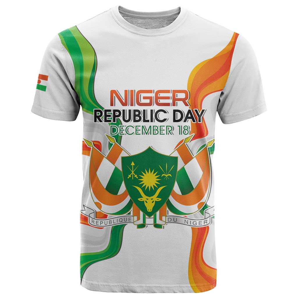 Personalized Niger Republic Day T Shirt Coat Of Arms With Flag - Wonder Print Shop