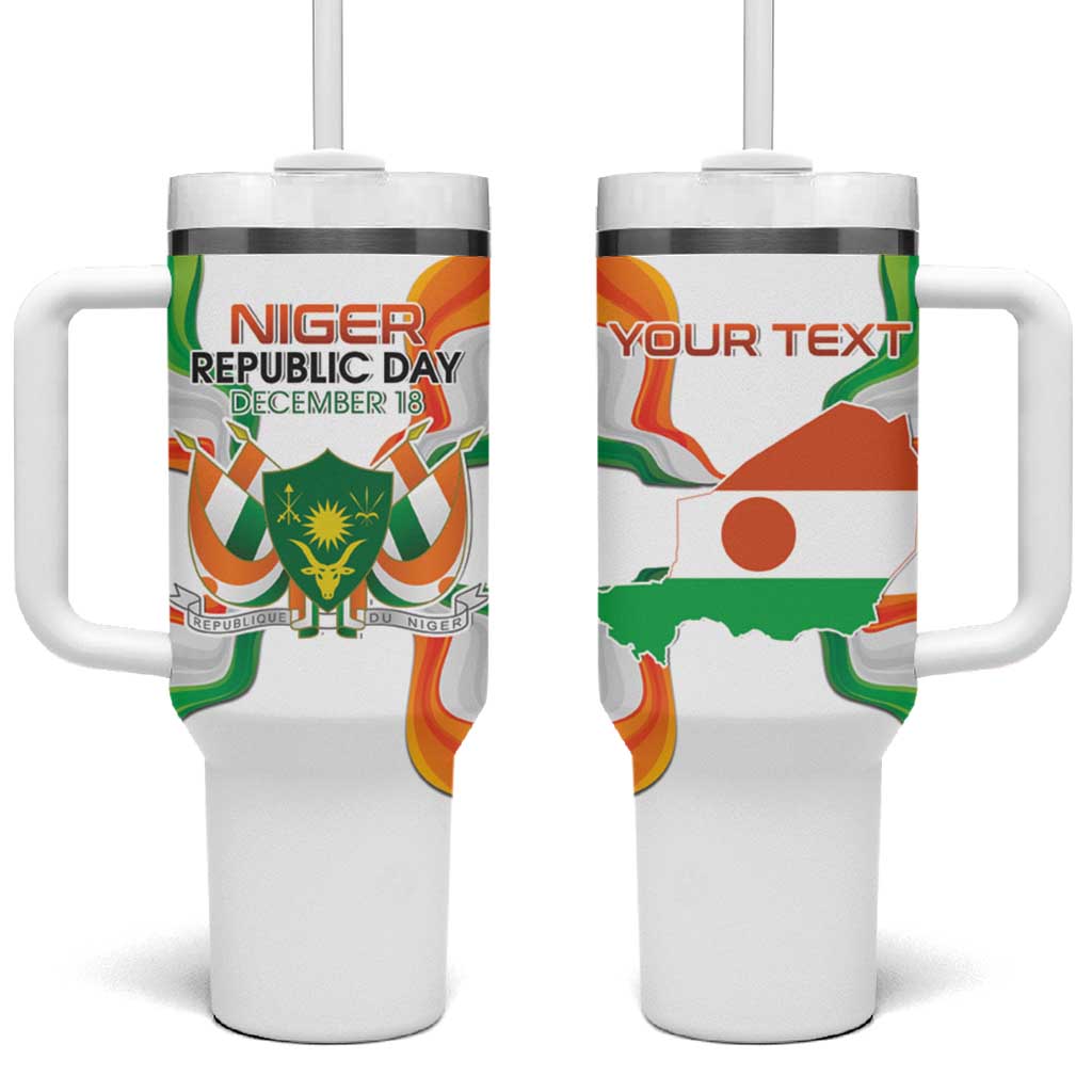 Personalized Niger Republic Day Tumbler With Handle Coat Of Arms With Flag - Wonder Print Shop