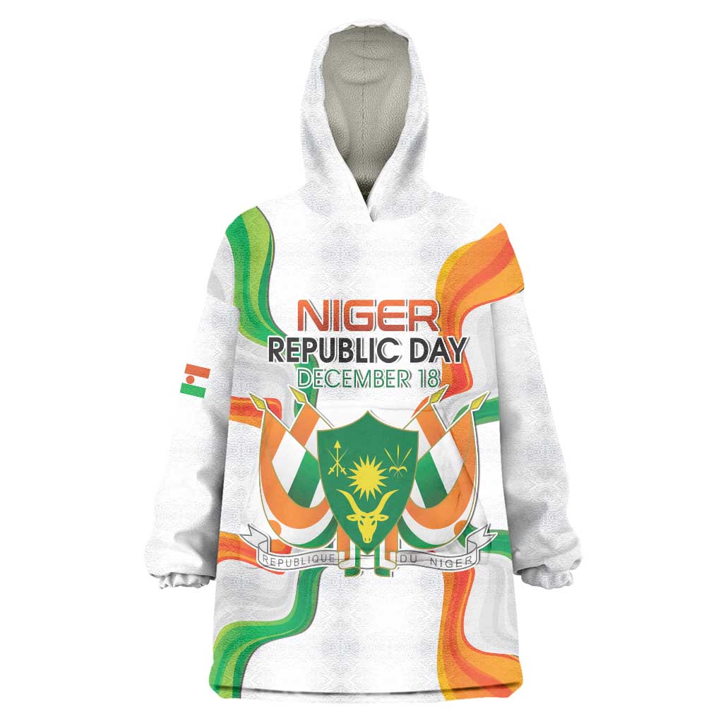 Personalized Niger Republic Day Wearable Blanket Hoodie Coat Of Arms With Flag - Wonder Print Shop
