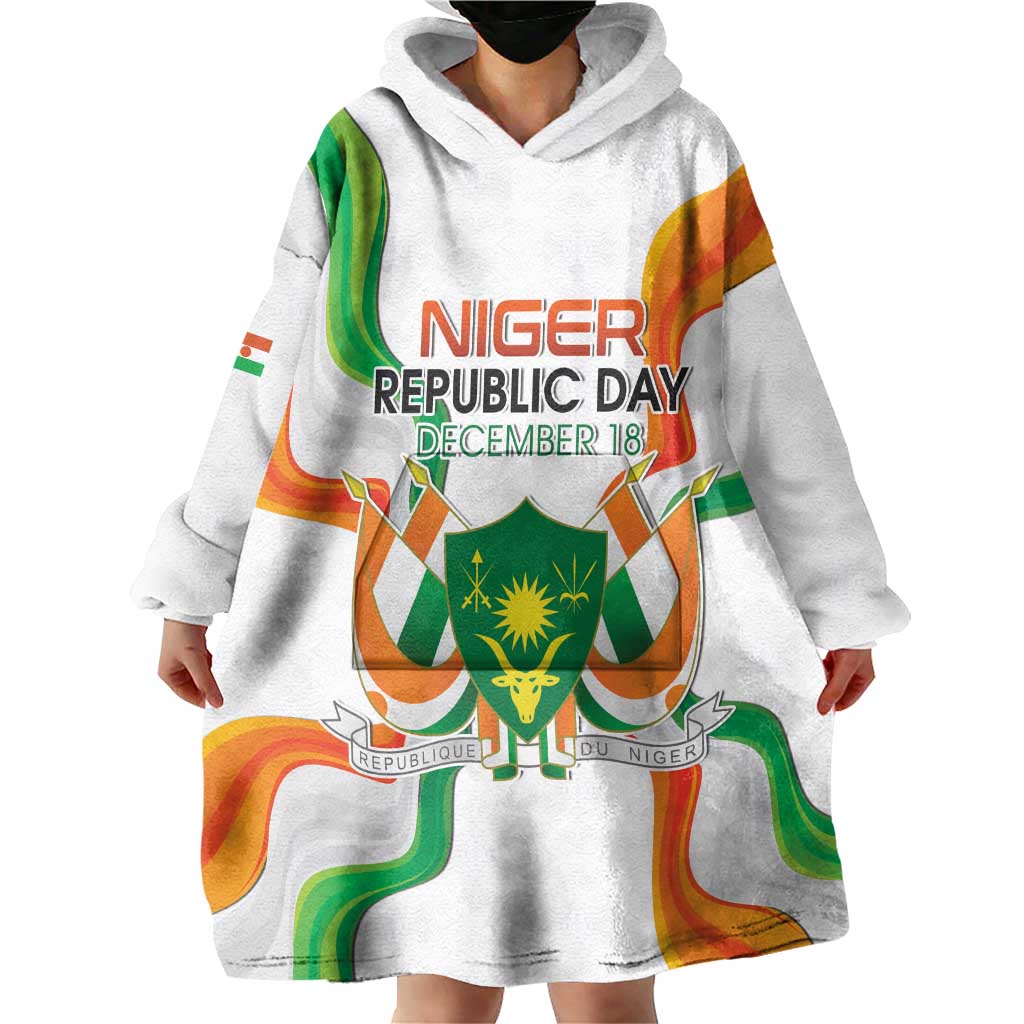 Personalized Niger Republic Day Wearable Blanket Hoodie Coat Of Arms With Flag - Wonder Print Shop