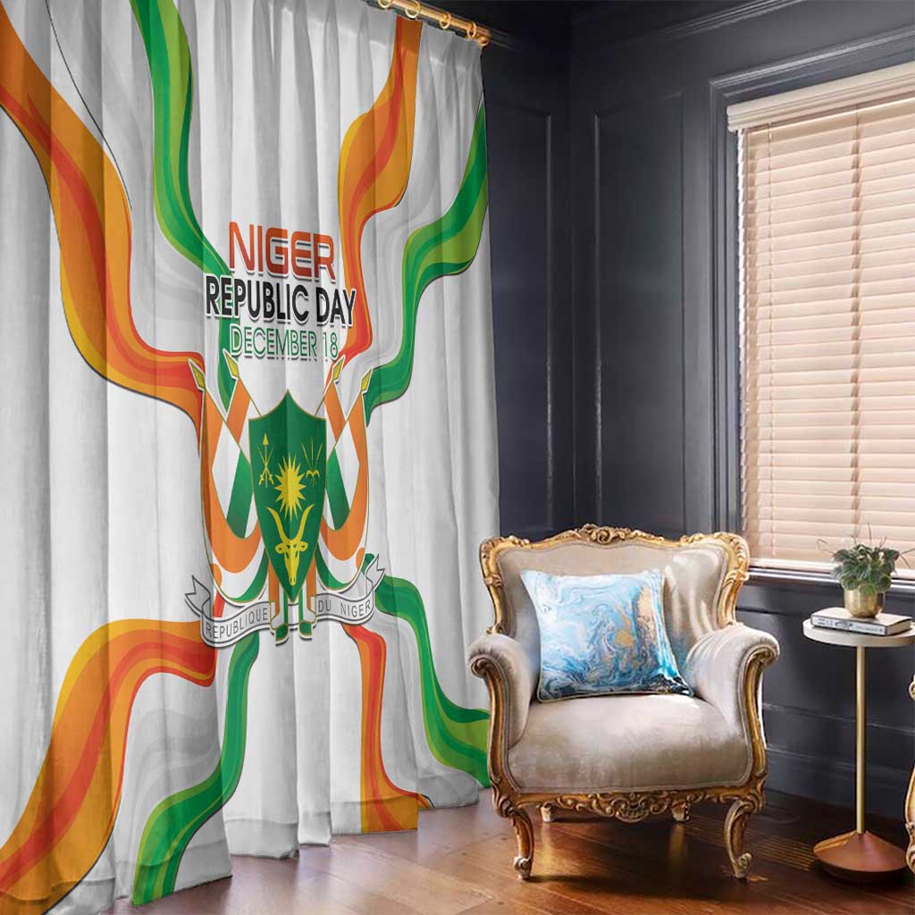 Niger Republic Day Window Curtain Coat Of Arms With Flag - Wonder Print Shop