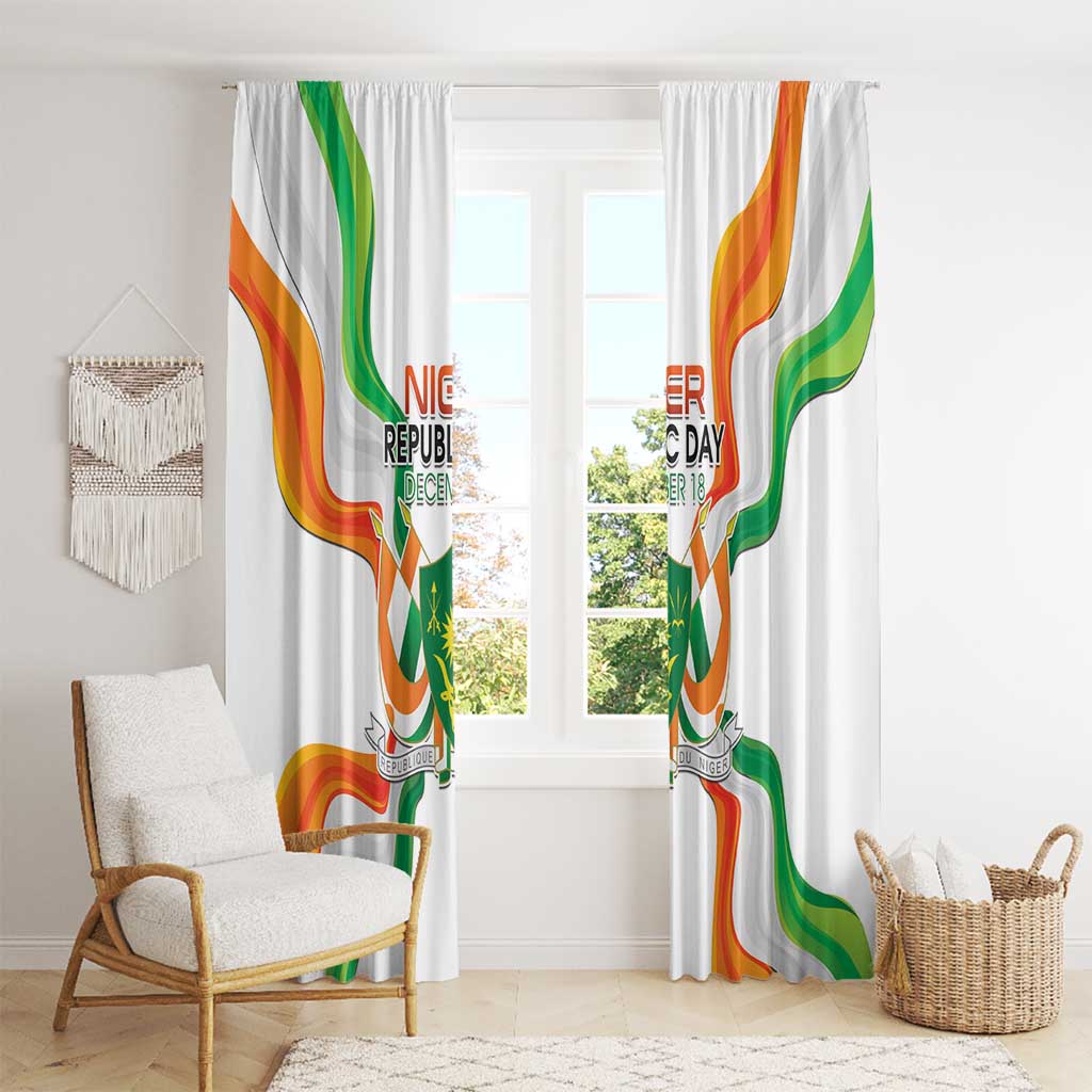 Niger Republic Day Window Curtain Coat Of Arms With Flag - Wonder Print Shop