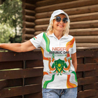 Personalized Niger Republic Day Women Polo Shirt Coat Of Arms With Flag - Wonder Print Shop