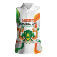 Personalized Niger Republic Day Women Sleeveless Polo Shirt Coat Of Arms With Flag - Wonder Print Shop