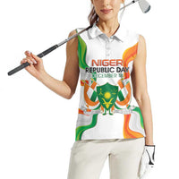 Personalized Niger Republic Day Women Sleeveless Polo Shirt Coat Of Arms With Flag - Wonder Print Shop