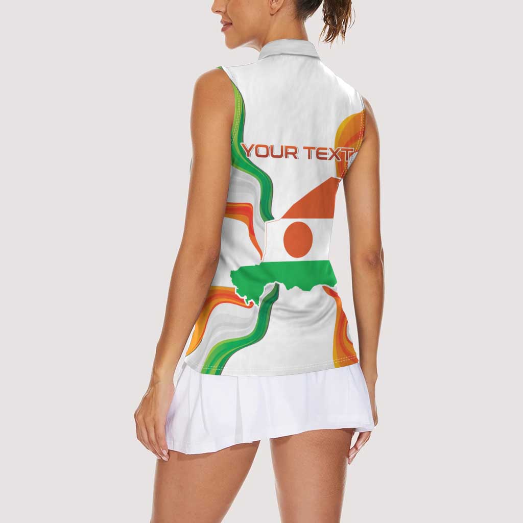 Personalized Niger Republic Day Women Sleeveless Polo Shirt Coat Of Arms With Flag - Wonder Print Shop