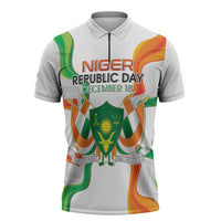 Personalized Niger Republic Day Zipper Polo Shirt Coat Of Arms With Flag - Wonder Print Shop