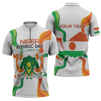 Personalized Niger Republic Day Zipper Polo Shirt Coat Of Arms With Flag - Wonder Print Shop