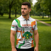Personalized Niger Republic Day Zipper Polo Shirt Coat Of Arms With Flag - Wonder Print Shop