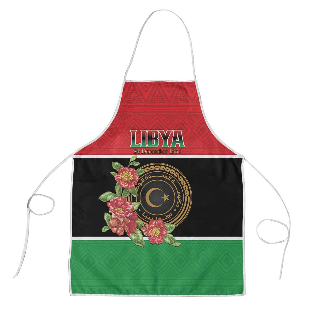 Libya Independence Day Apron Pomegranate Blossom With Libyan Seal - Wonder Print Shop