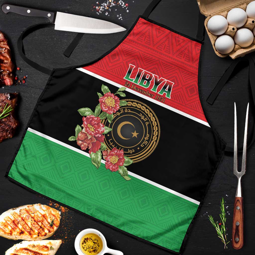 Libya Independence Day Apron Pomegranate Blossom With Libyan Seal - Wonder Print Shop