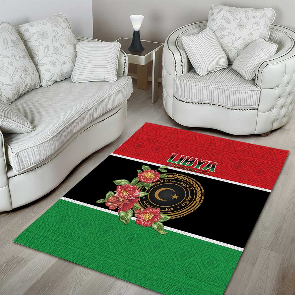 Libya Independence Day Area Rug Pomegranate Blossom With Libyan Seal - Wonder Print Shop