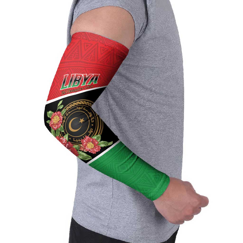 Personalized Libya Independence Day Arm Sleeves Pomegranate Blossom With Libyan Seal - Wonder Print Shop