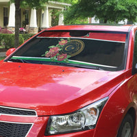 Libya Independence Day Auto Sun Shade Pomegranate Blossom With Libyan Seal - Wonder Print Shop