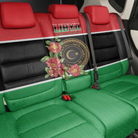 Libya Independence Day Back Car Seat Cover Pomegranate Blossom With Libyan Seal - Wonder Print Shop