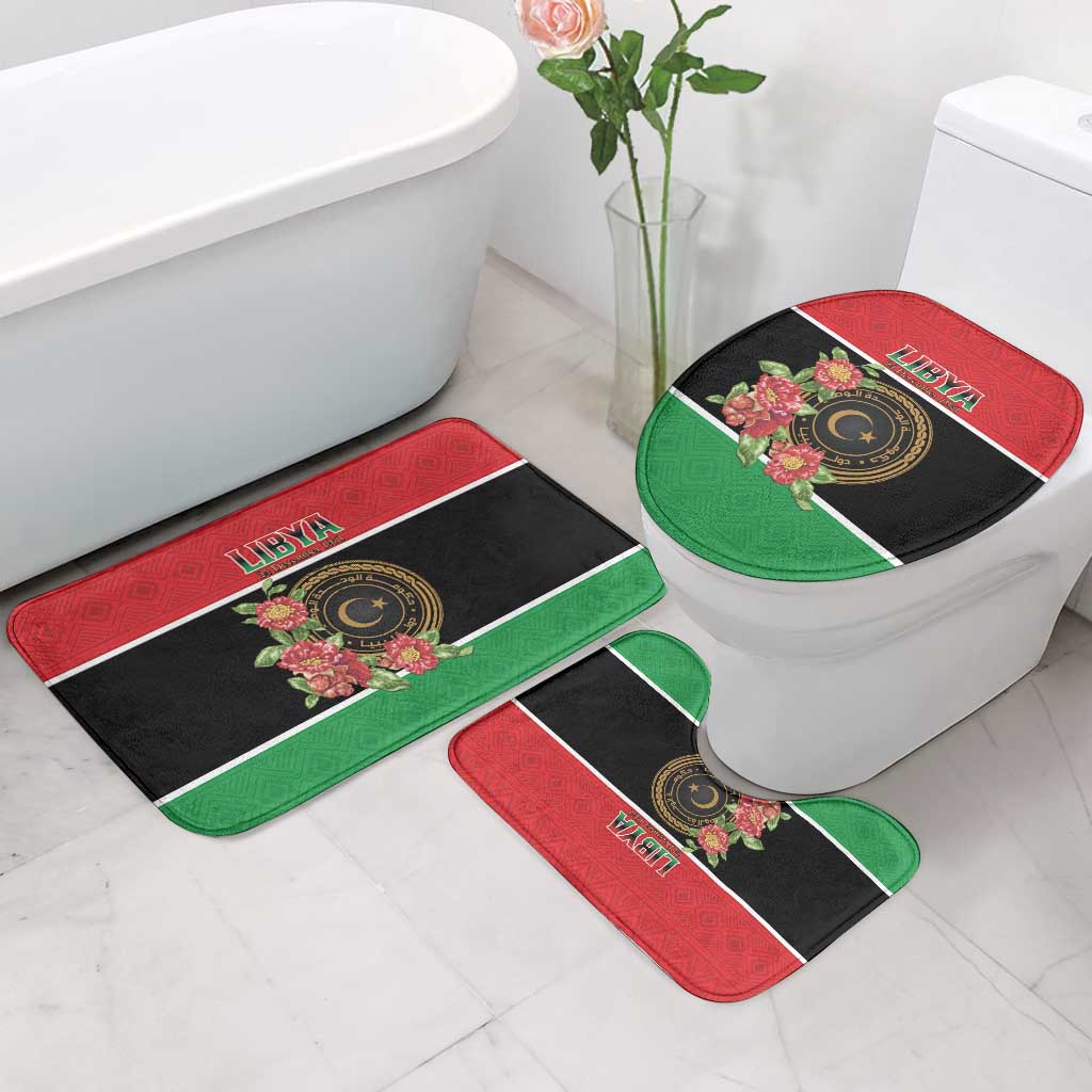 Libya Independence Day Bathroom Set Pomegranate Blossom With Libyan Seal - Wonder Print Shop