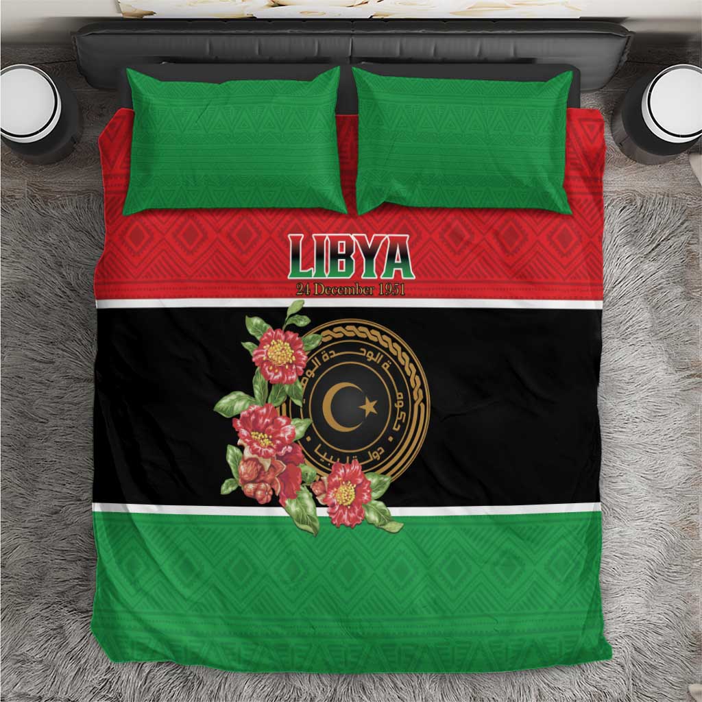 Libya Independence Day Bedding Set Pomegranate Blossom With Libyan Seal - Wonder Print Shop