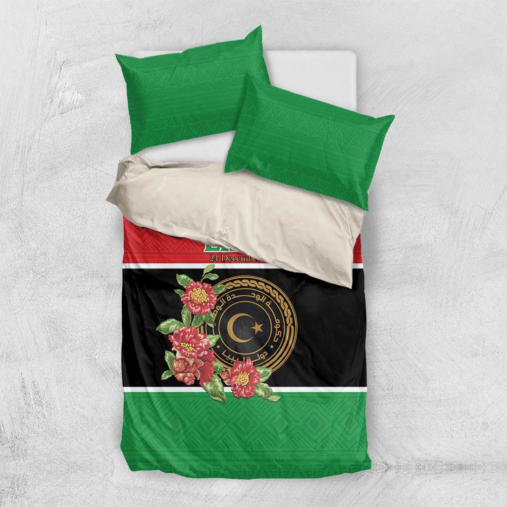 Libya Independence Day Bedding Set Pomegranate Blossom With Libyan Seal - Wonder Print Shop