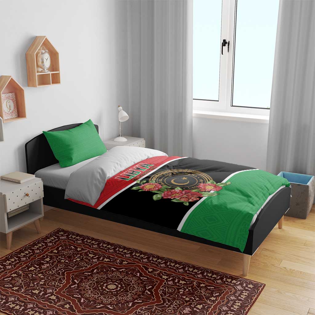 Libya Independence Day Bedding Set Pomegranate Blossom With Libyan Seal - Wonder Print Shop