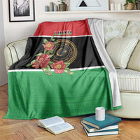 Libya Independence Day Blanket Pomegranate Blossom With Libyan Seal - Wonder Print Shop