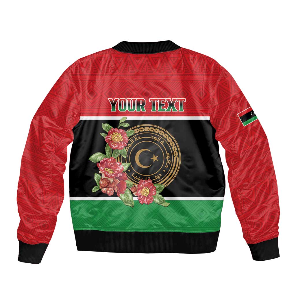 Personalized Libya Independence Day Bomber Jacket Pomegranate Blossom With Libyan Seal - Wonder Print Shop