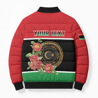 Personalized Libya Independence Day Bomber Puffer Jacket Pomegranate Blossom With Libyan Seal - Wonder Print Shop