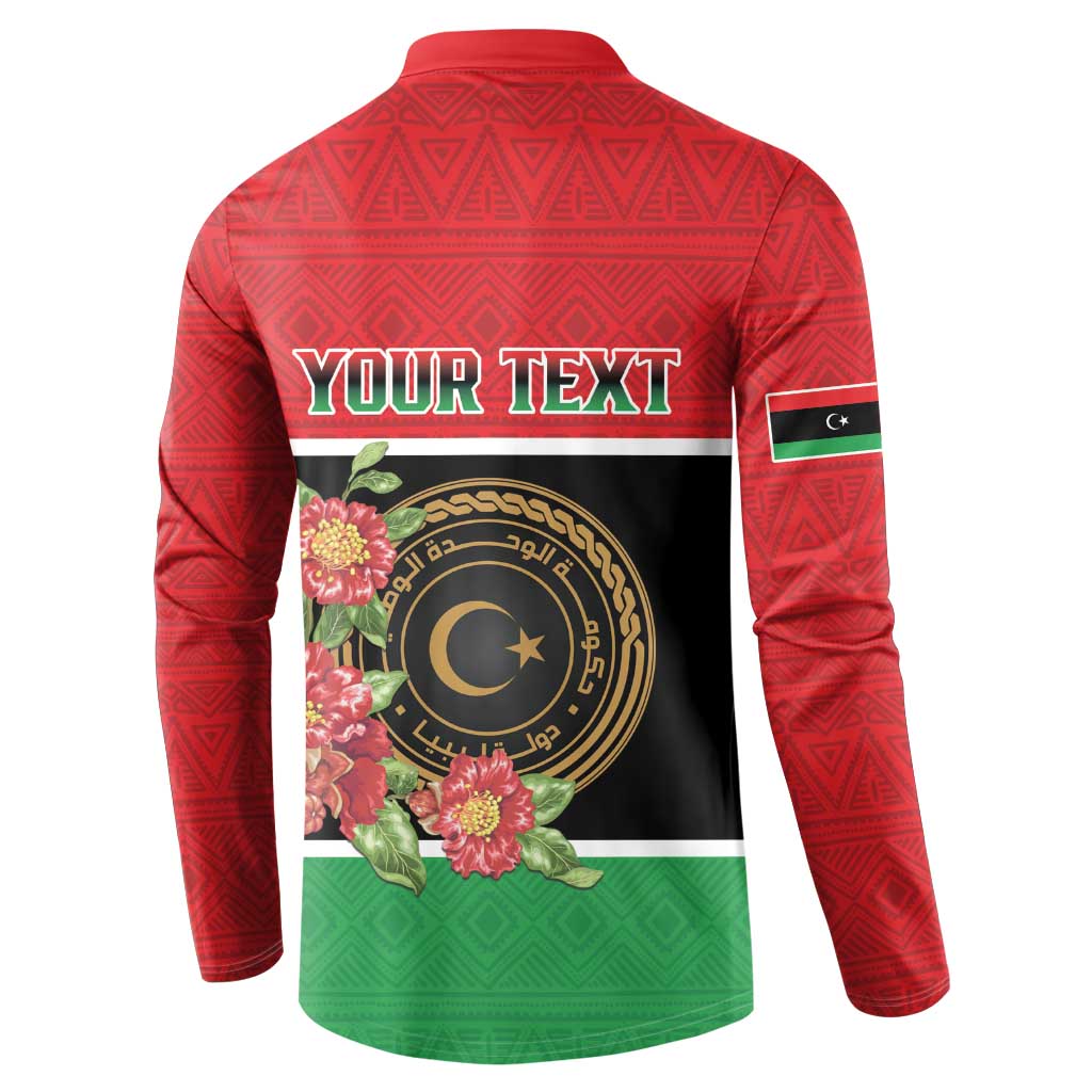 Personalized Libya Independence Day Button Sweatshirt Pomegranate Blossom With Libyan Seal - Wonder Print Shop