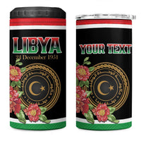 Personalized Libya Independence Day 4 in 1 Can Cooler Tumbler Pomegranate Blossom With Libyan Seal - Wonder Print Shop
