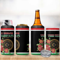 Personalized Libya Independence Day 4 in 1 Can Cooler Tumbler Pomegranate Blossom With Libyan Seal - Wonder Print Shop