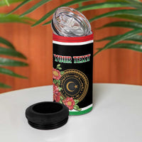 Personalized Libya Independence Day 4 in 1 Can Cooler Tumbler Pomegranate Blossom With Libyan Seal - Wonder Print Shop