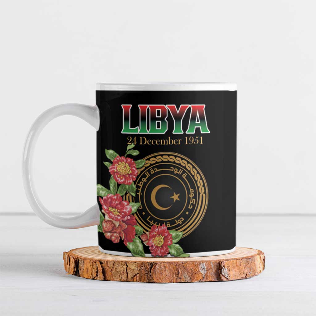 Personalized Libya Independence Day Ceramic Mug Pomegranate Blossom With Libyan Seal - Wonder Print Shop