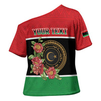 Personalized Libya Independence Day Cross Shoulder Shirt Pomegranate Blossom With Libyan Seal - Wonder Print Shop