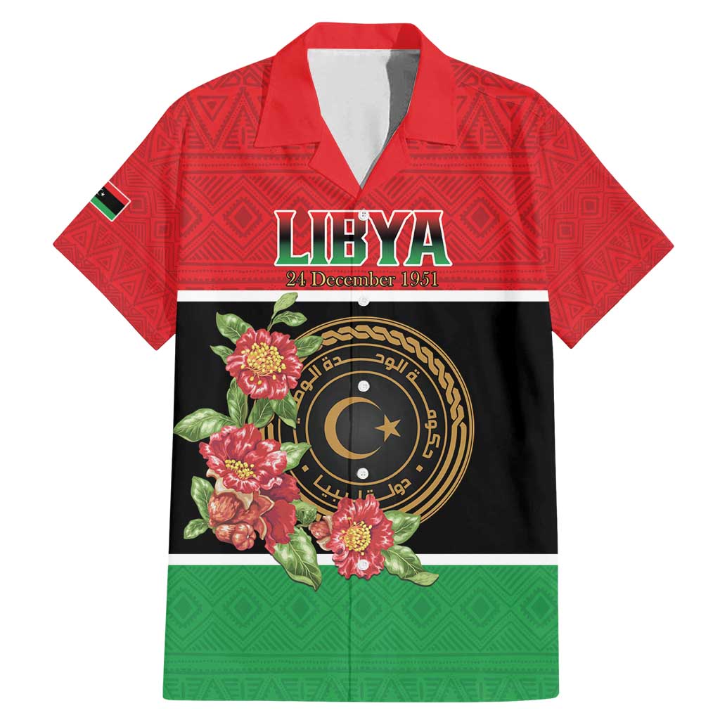 Personalized Libya Independence Day Family Matching Mermaid Dress and Hawaiian Shirt Pomegranate Blossom With Libyan Seal - Wonder Print Shop