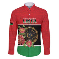 Personalized Libya Independence Day Family Matching Off The Shoulder Long Sleeve Dress and Hawaiian Shirt Pomegranate Blossom With Libyan Seal - Wonder Print Shop