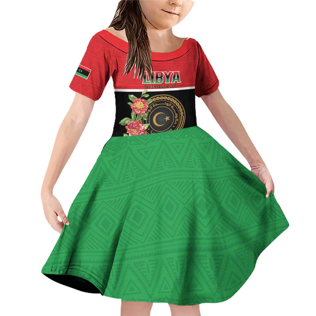 Personalized Libya Independence Day Family Matching Off Shoulder Short Dress and Hawaiian Shirt Pomegranate Blossom With Libyan Seal - Wonder Print Shop
