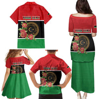 Personalized Libya Independence Day Family Matching Puletasi and Hawaiian Shirt Pomegranate Blossom With Libyan Seal - Wonder Print Shop