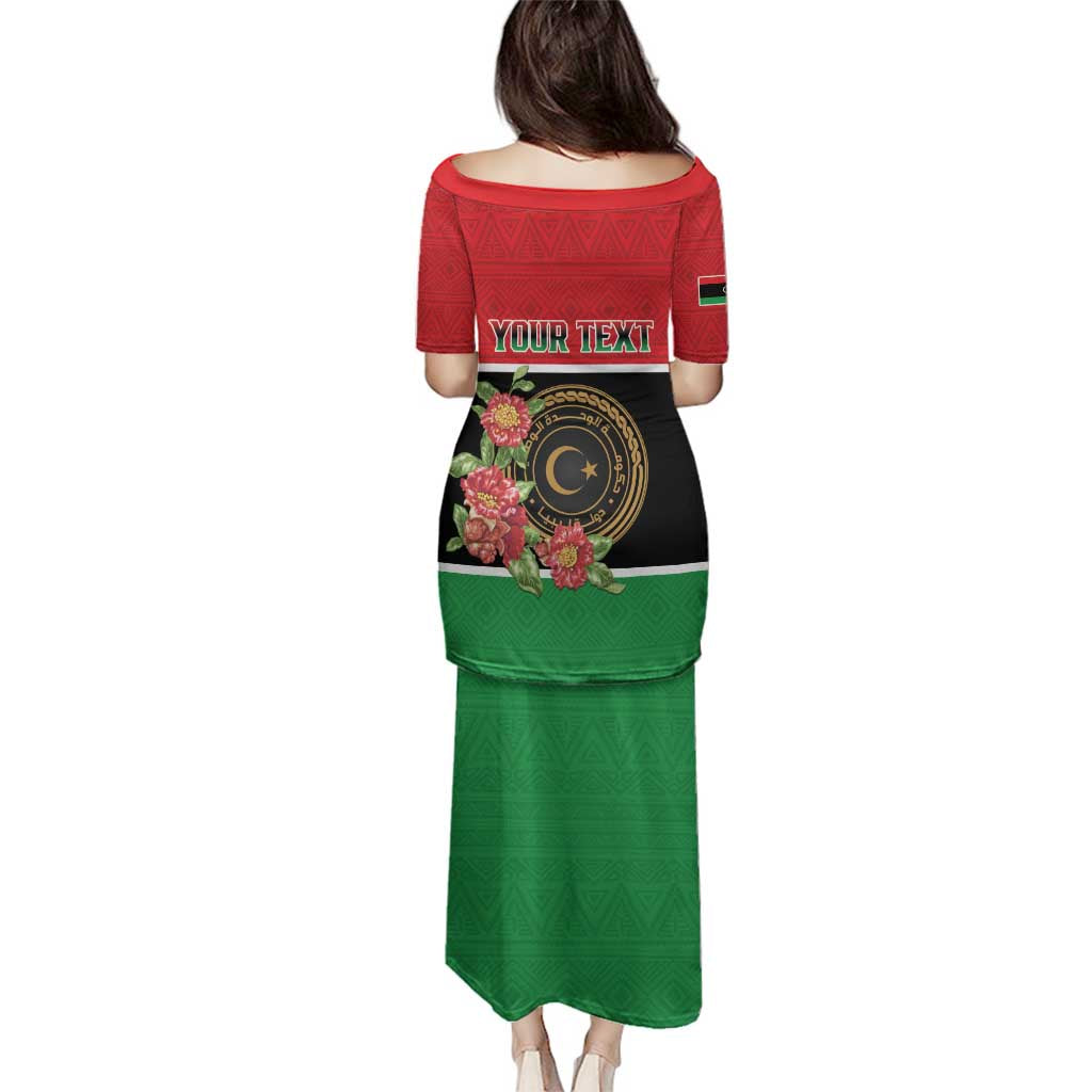 Personalized Libya Independence Day Family Matching Puletasi and Hawaiian Shirt Pomegranate Blossom With Libyan Seal - Wonder Print Shop