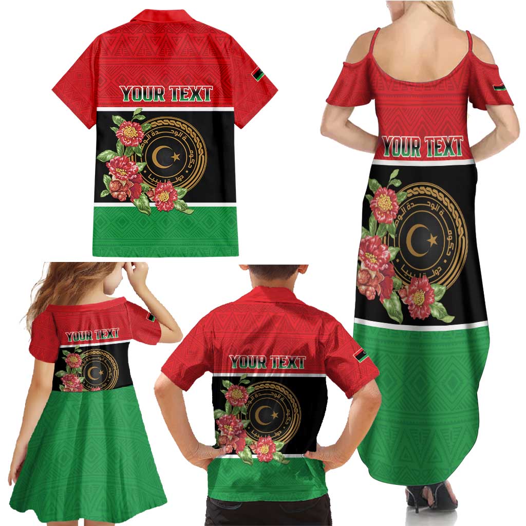 Personalized Libya Independence Day Family Matching Summer Maxi Dress and Hawaiian Shirt Pomegranate Blossom With Libyan Seal - Wonder Print Shop