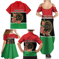 Personalized Libya Independence Day Family Matching Summer Maxi Dress and Hawaiian Shirt Pomegranate Blossom With Libyan Seal - Wonder Print Shop