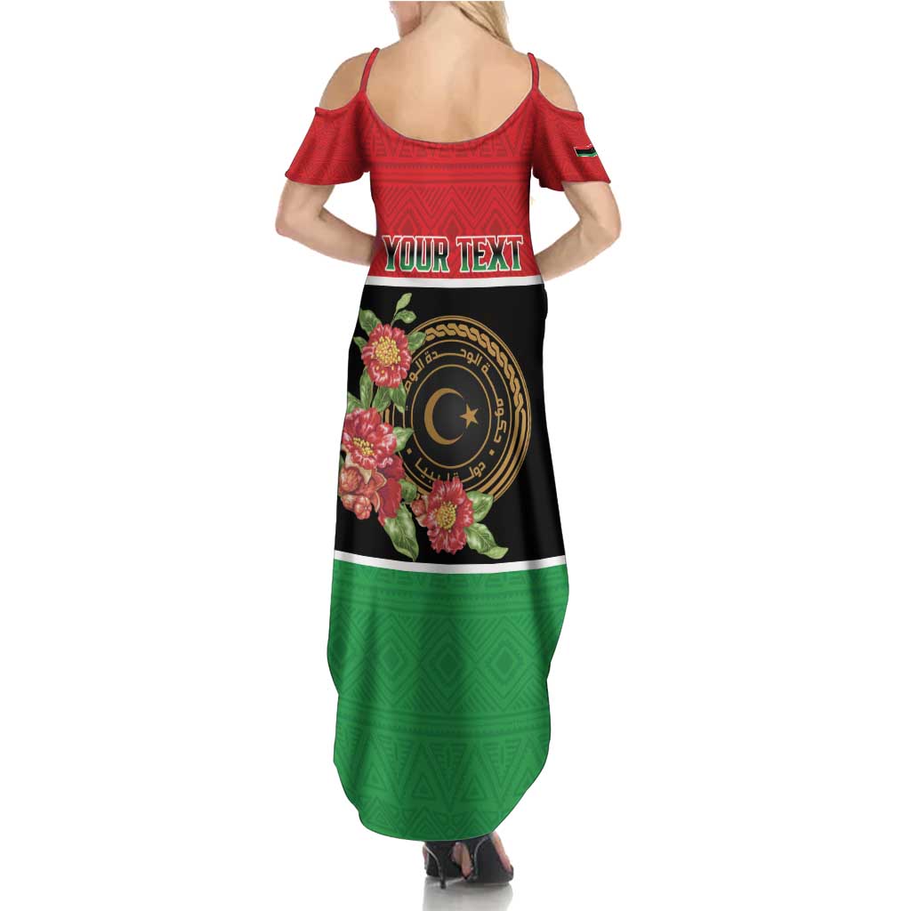 Personalized Libya Independence Day Family Matching Summer Maxi Dress and Hawaiian Shirt Pomegranate Blossom With Libyan Seal - Wonder Print Shop