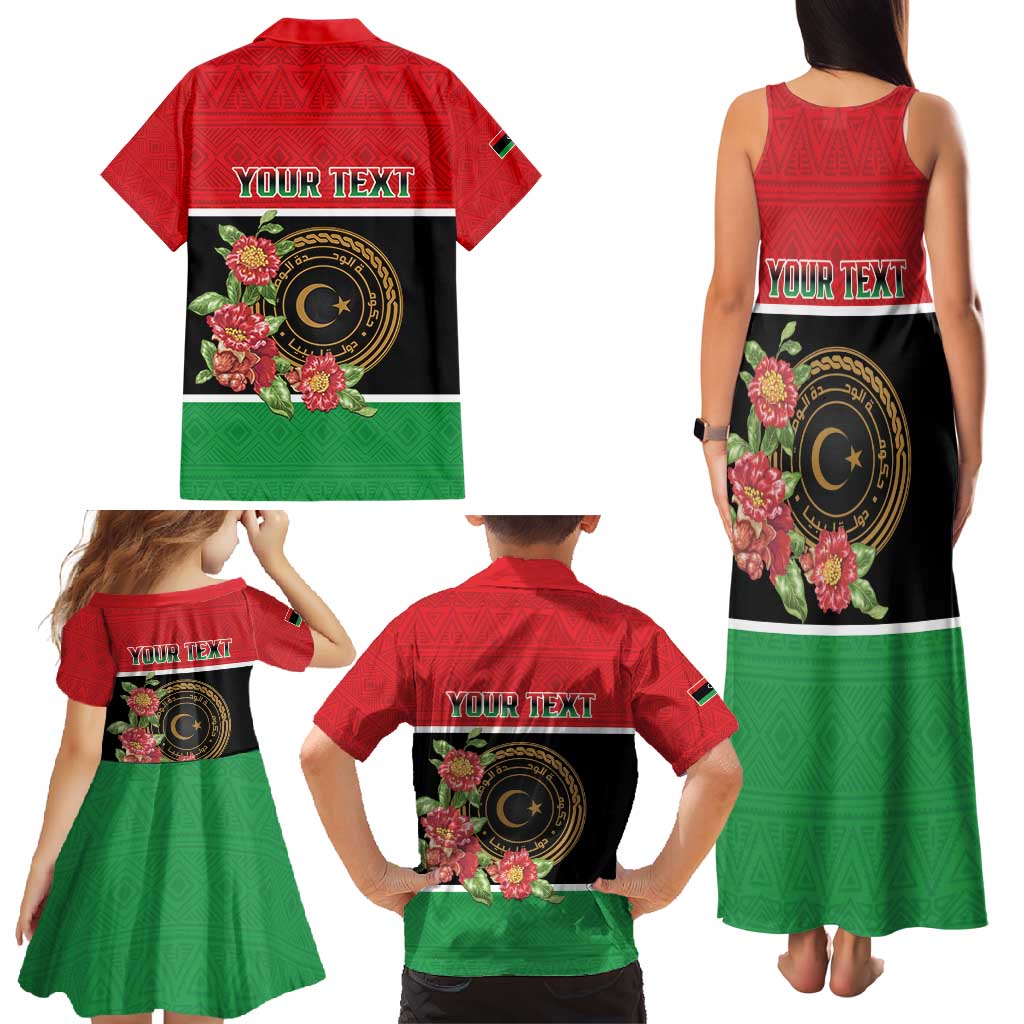 Personalized Libya Independence Day Family Matching Tank Maxi Dress and Hawaiian Shirt Pomegranate Blossom With Libyan Seal - Wonder Print Shop