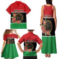 Personalized Libya Independence Day Family Matching Tank Maxi Dress and Hawaiian Shirt Pomegranate Blossom With Libyan Seal - Wonder Print Shop