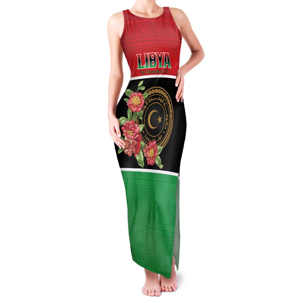 Personalized Libya Independence Day Family Matching Tank Maxi Dress and Hawaiian Shirt Pomegranate Blossom With Libyan Seal - Wonder Print Shop