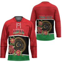Personalized Libya Independence Day Hockey Jersey Pomegranate Blossom With Libyan Seal - Wonder Print Shop