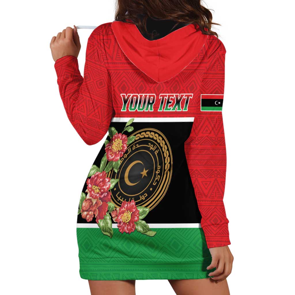 Personalized Libya Independence Day Hoodie Dress Pomegranate Blossom With Libyan Seal - Wonder Print Shop