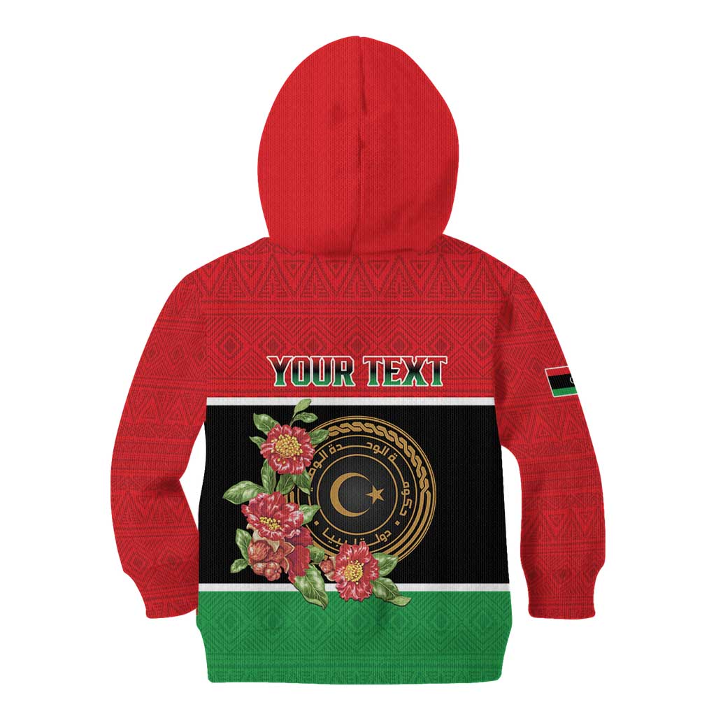 Personalized Libya Independence Day Kid Hoodie Pomegranate Blossom With Libyan Seal - Wonder Print Shop